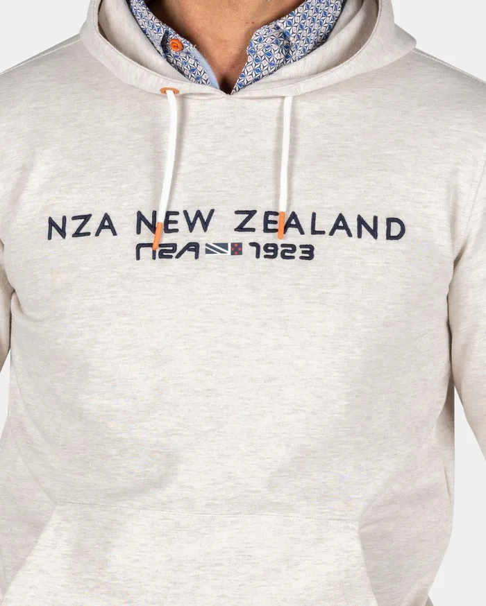 NZA New Zealand Auckland Sweatshirts Ecru Hoodie With Chest Text 8211 Powder Sand 8211 Men