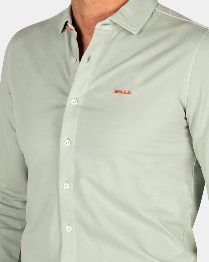 NZA New Zealand Auckland Sweatshirts Light Green Linen Shirt 8211 Dusty Army 8211 Men