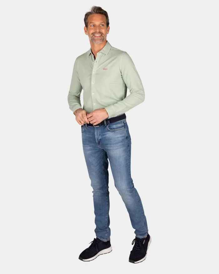 NZA New Zealand Auckland Sweatshirts Light Green Linen Shirt 8211 Dusty Army 8211 Men