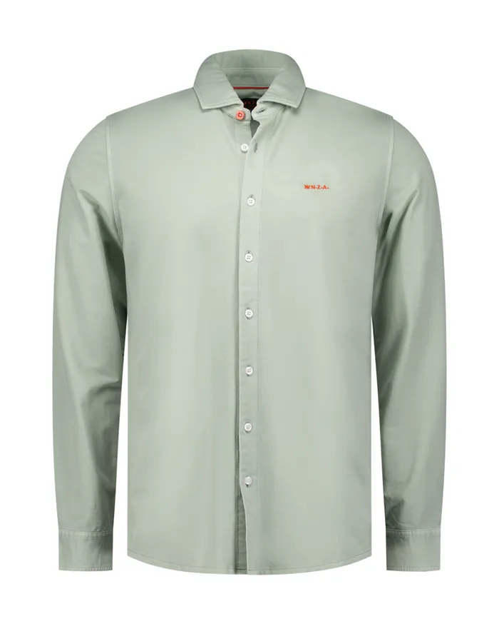NZA New Zealand Auckland Sweatshirts Light Green Linen Shirt 8211 Dusty Army 8211 Men