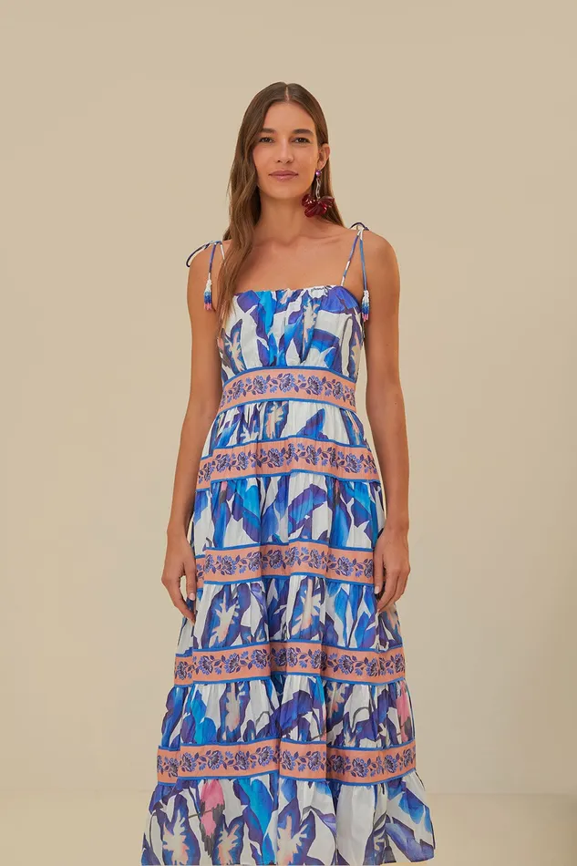 OffWhite Blue Foliage Midi Dress Women Farm Rio Midi Dresses