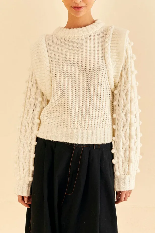OffWhite Braided Sweater Women Farm Rio Sweaters and Sweatshirts
