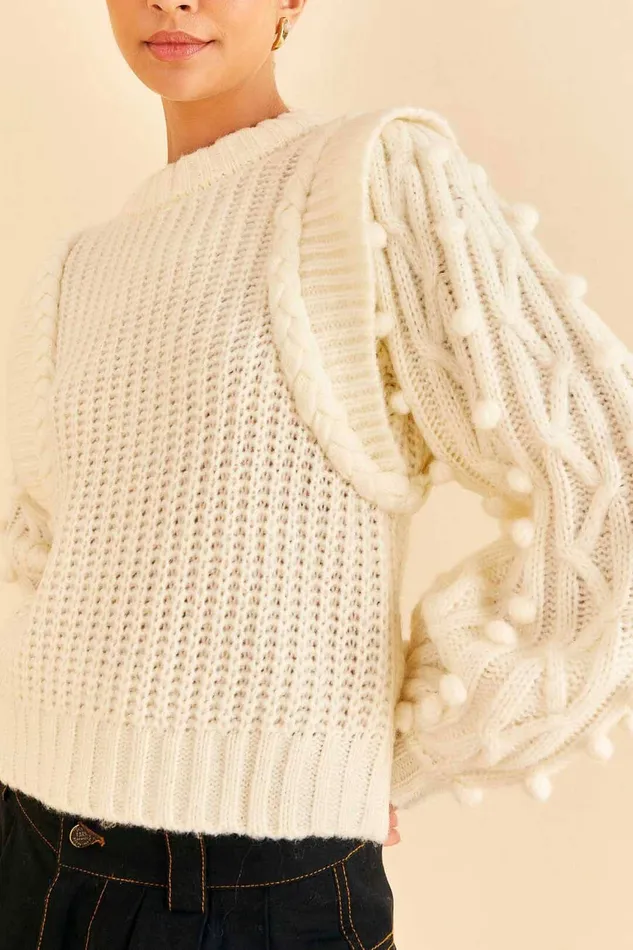 OffWhite Braided Sweater Women Farm Rio Sweaters and Sweatshirts