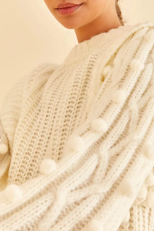 OffWhite Braided Sweater Women Farm Rio Sweaters and Sweatshirts
