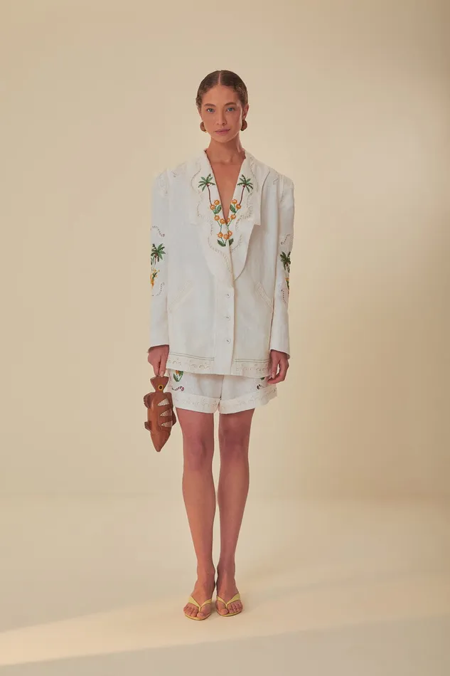 OffWhite Coconut Tree Embroidered Richelieu Shorts Women Farm Rio Shorts
