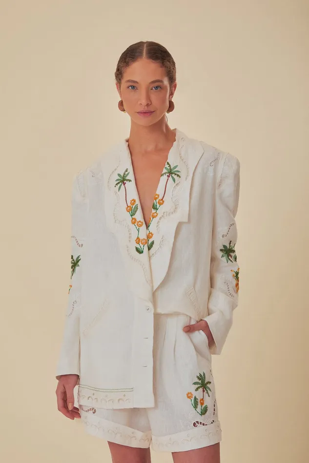 OffWhite Coconut Tree Embroidered Richelieu Shorts Women Farm Rio Shorts