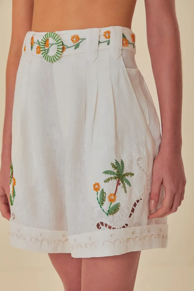 OffWhite Coconut Tree Embroidered Richelieu Shorts Women Farm Rio Shorts