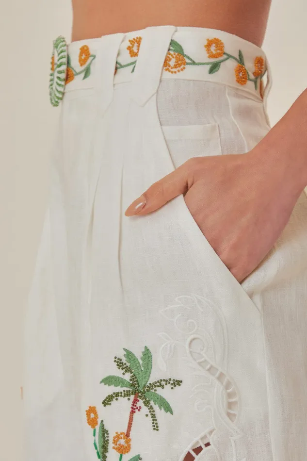 OffWhite Coconut Tree Embroidered Richelieu Shorts Women Farm Rio Shorts