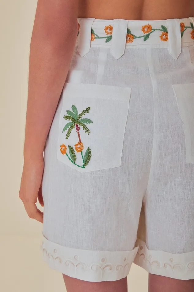 OffWhite Coconut Tree Embroidered Richelieu Shorts Women Farm Rio Shorts
