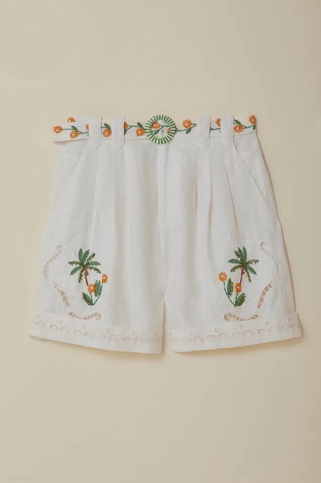 OffWhite Coconut Tree Embroidered Richelieu Shorts Women Farm Rio Shorts