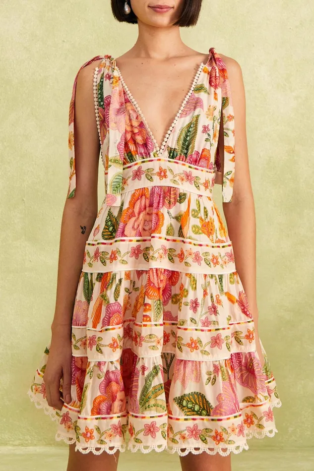 OffWhite Macaw Bloom Mini Dress Women Farm Rio Mini Dresses