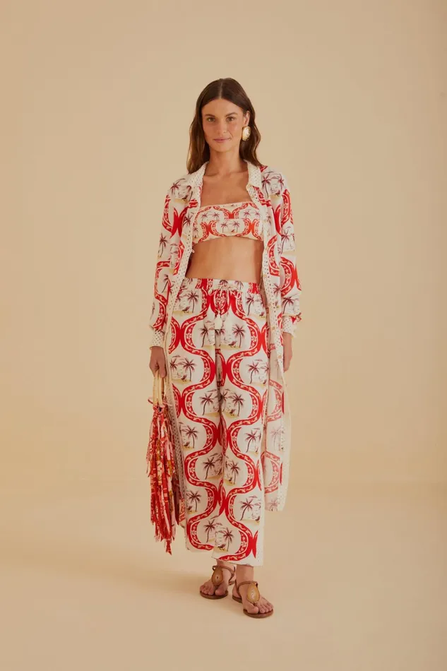 OffWhite Summer Beach Lenzing Ecovero Euroflax Pants Women Farm Rio Pants