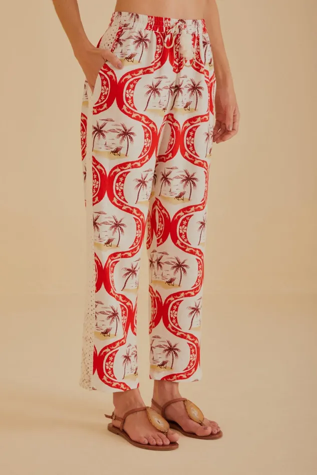 OffWhite Summer Beach Lenzing Ecovero Euroflax Pants Women Farm Rio Pants