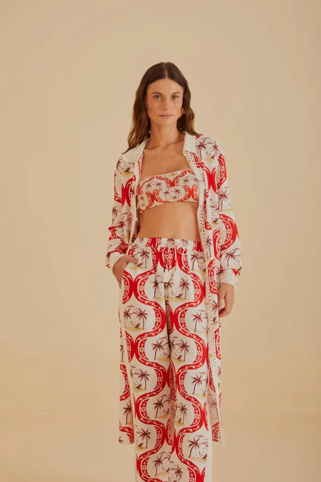 OffWhite Summer Beach Lenzing Ecovero Euroflax Pants Women Farm Rio Pants