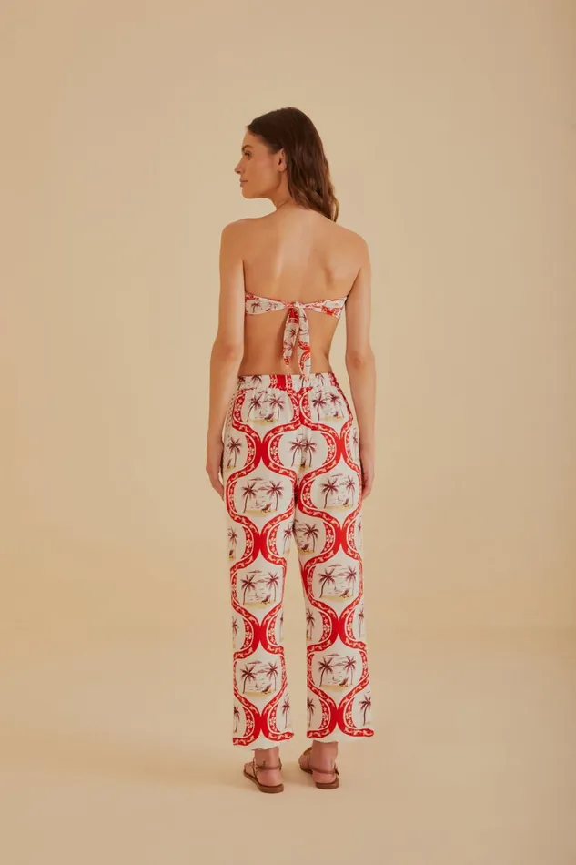 OffWhite Summer Beach Lenzing Ecovero Euroflax Pants Women Farm Rio Pants