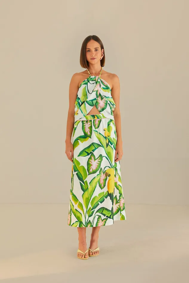 OffWhite Summer Foliage Croped Top Women Farm Rio Crop Tops