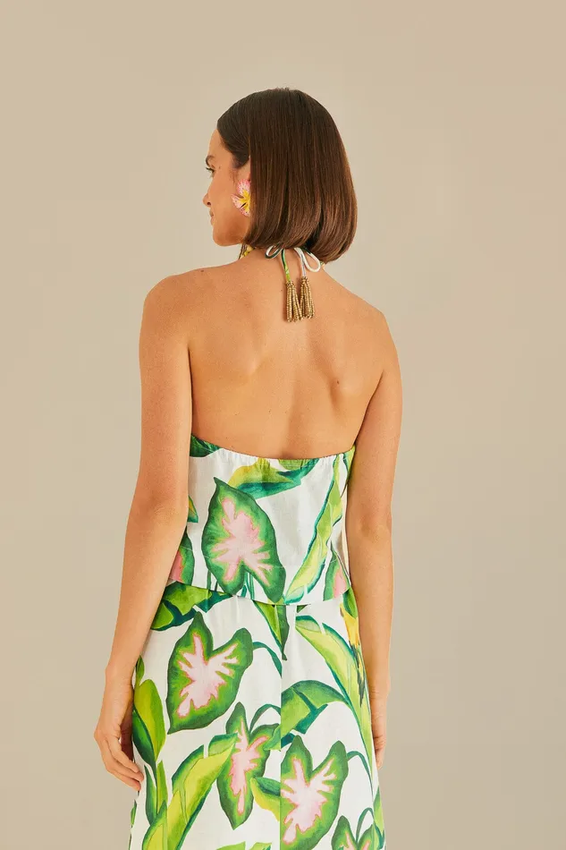 OffWhite Summer Foliage Croped Top Women Farm Rio Crop Tops