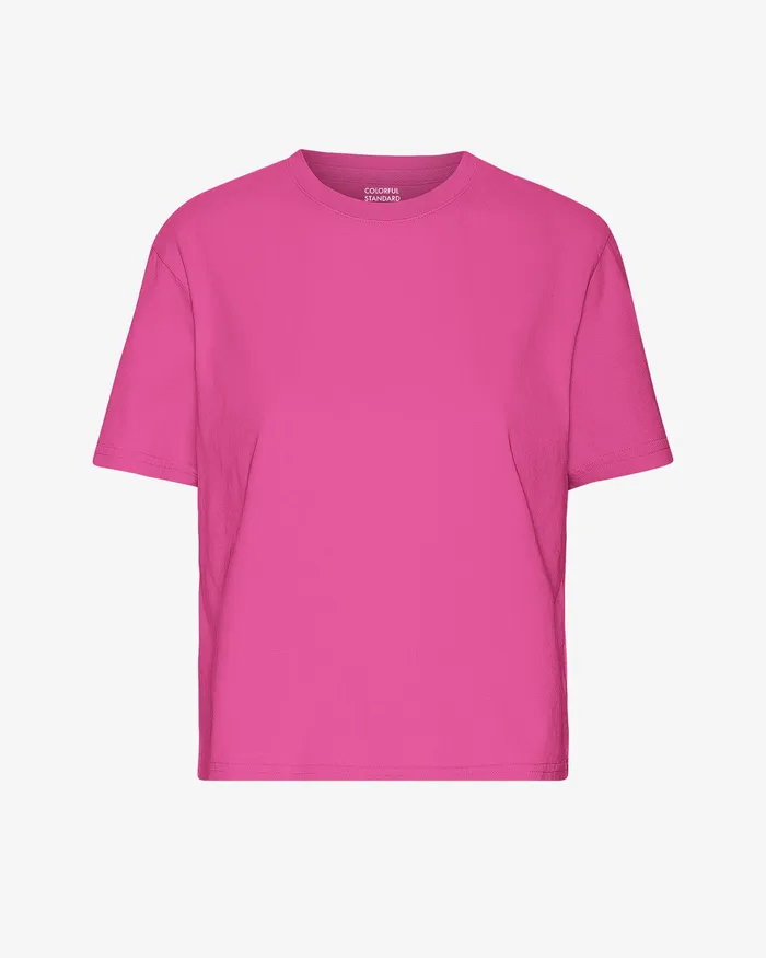 Organic Boxy Crop Tee 8211 Bubblegum Pink Women TShirts Colorfulstandard