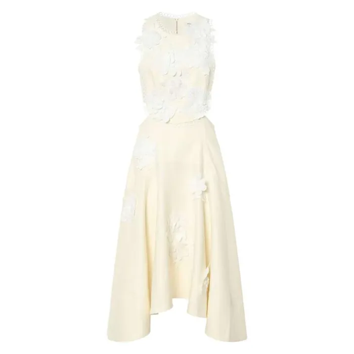 Oroton Dresses Lace Flower Midi Dress Soft Cream 8211 Women