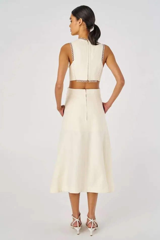 Oroton Dresses Lace Flower Midi Dress Soft Cream 8211 Women