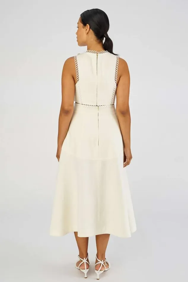 Oroton Dresses Lace Flower Midi Dress Soft Cream 8211 Women