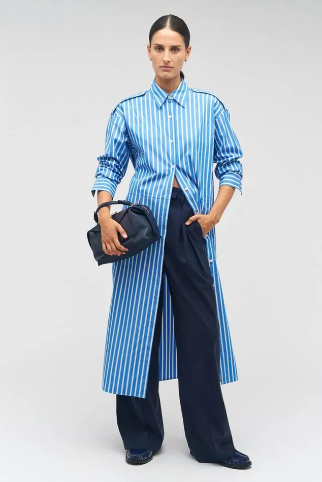 Oroton Dresses Poplin Shirt Dress Delft Blue 8211 Women