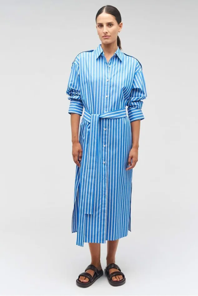 Oroton Dresses Poplin Shirt Dress Delft Blue 8211 Women