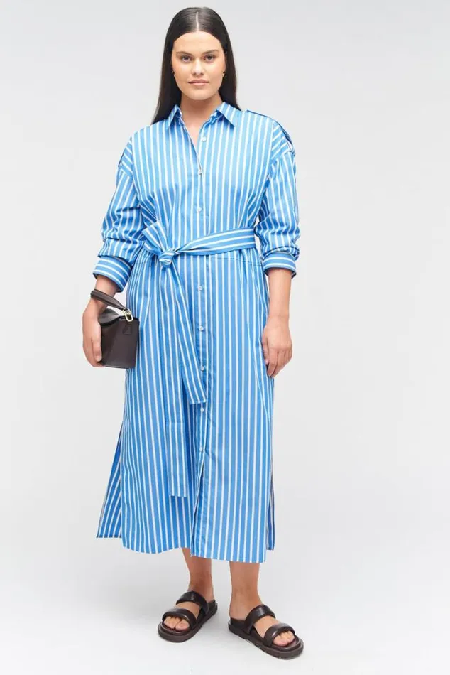 Oroton Dresses Poplin Shirt Dress Delft Blue 8211 Women