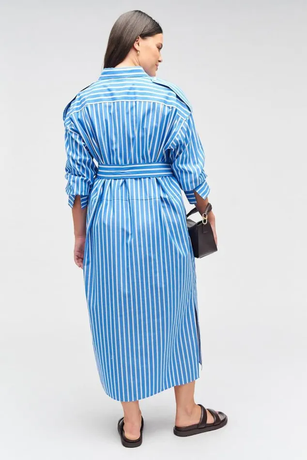 Oroton Dresses Poplin Shirt Dress Delft Blue 8211 Women