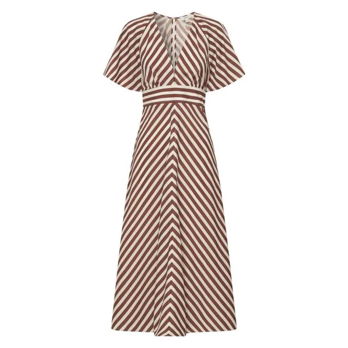 Oroton Dresses Sorrento Stripe Tie Dress Deep Spice 8211 Women