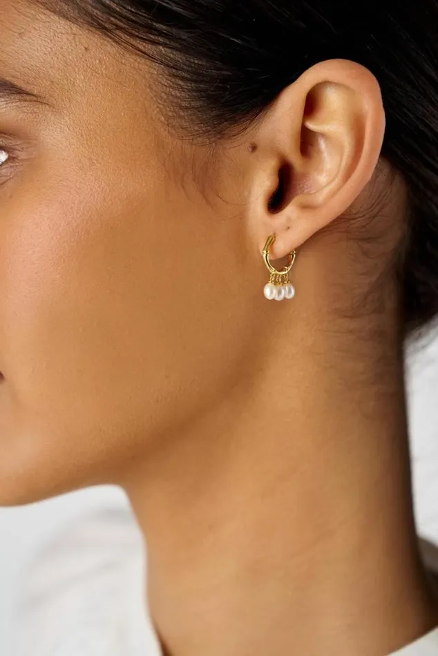 Oroton Earrings Melody Multi Pearl Huggies 18k Gold 8211 Jewellery