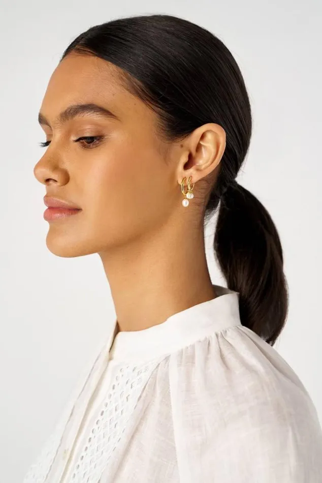 Oroton Earrings Melody Multi Pearl Huggies 18k Gold 8211 Jewellery