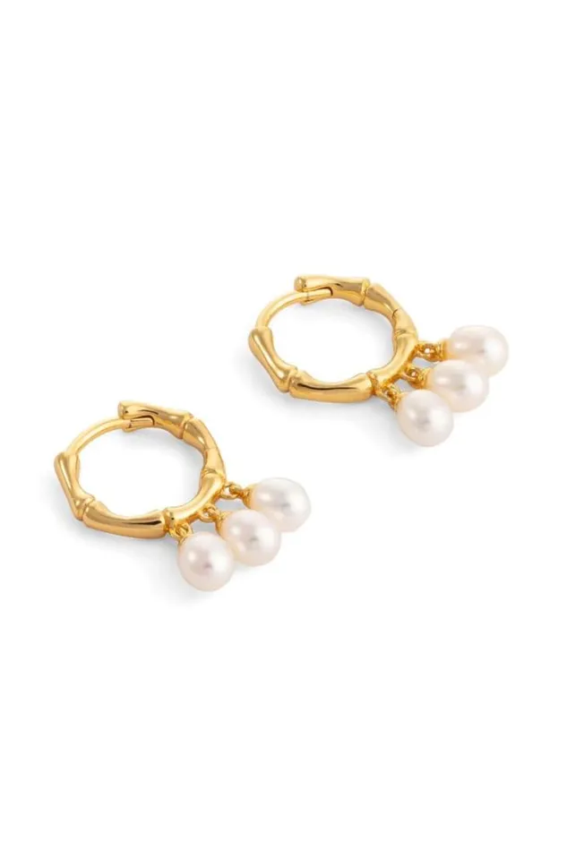 Oroton Earrings Melody Multi Pearl Huggies 18k Gold 8211 Jewellery