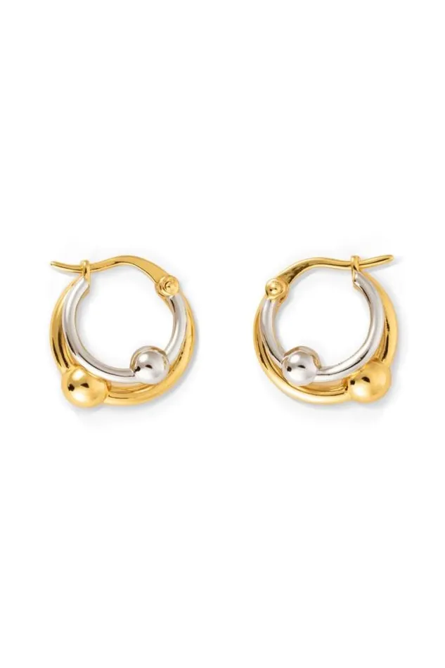 Oroton Earrings Sphere Double Hoop Goldsilver 8211 Jewellery