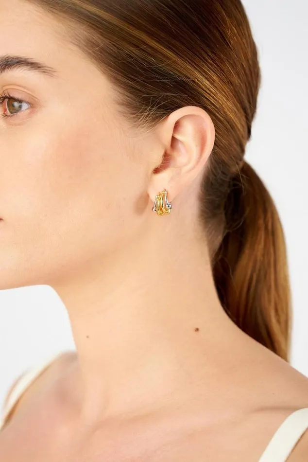 Oroton Earrings Sphere Double Hoop Goldsilver 8211 Jewellery