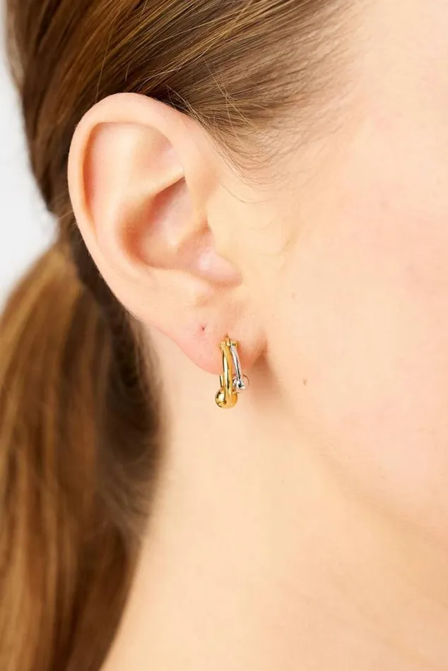 Oroton Earrings Sphere Double Hoop Goldsilver 8211 Jewellery