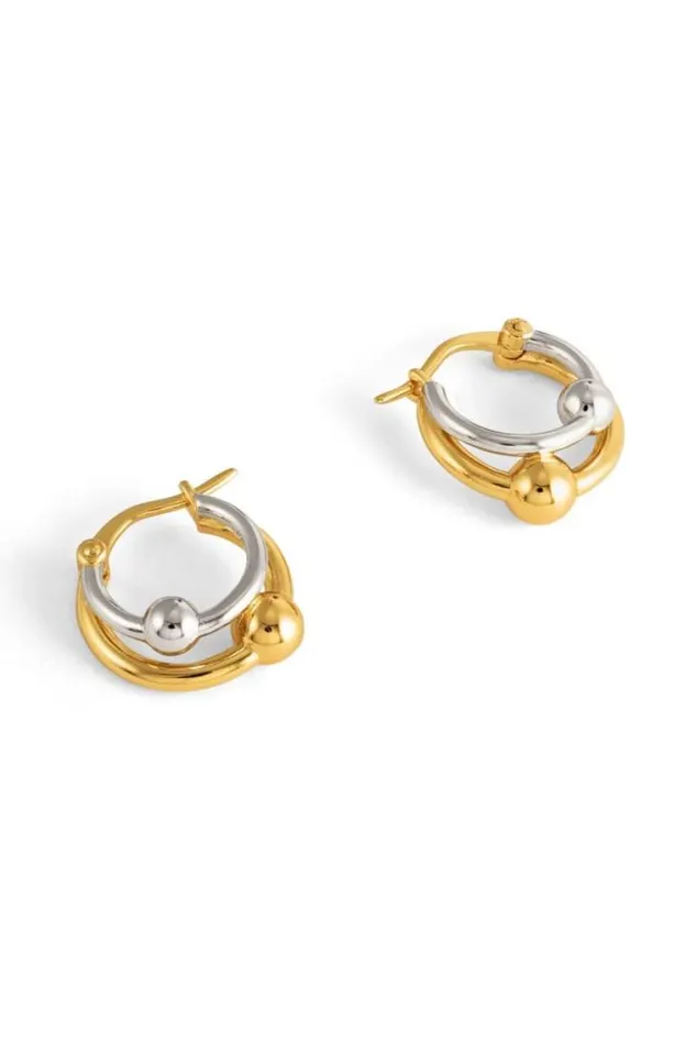 Oroton Earrings Sphere Double Hoop Goldsilver 8211 Jewellery