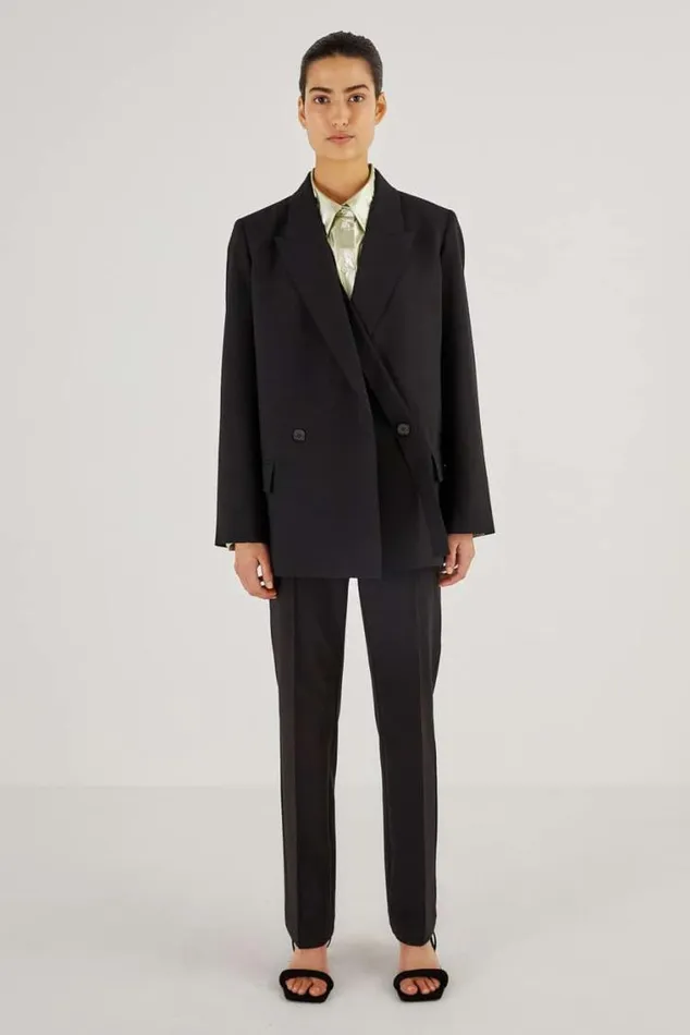 Oroton Jackets and Outerwear Double Breasted Blazer Black 8211 Women