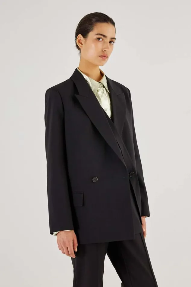 Oroton Jackets and Outerwear Double Breasted Blazer Black 8211 Women