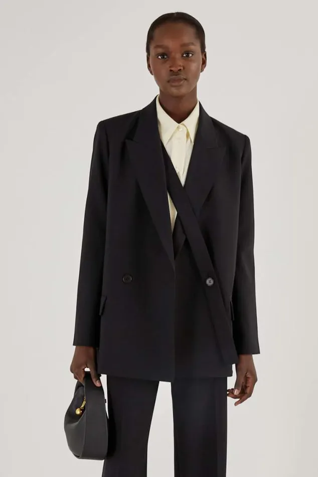 Oroton Jackets and Outerwear Double Breasted Blazer Black 8211 Women