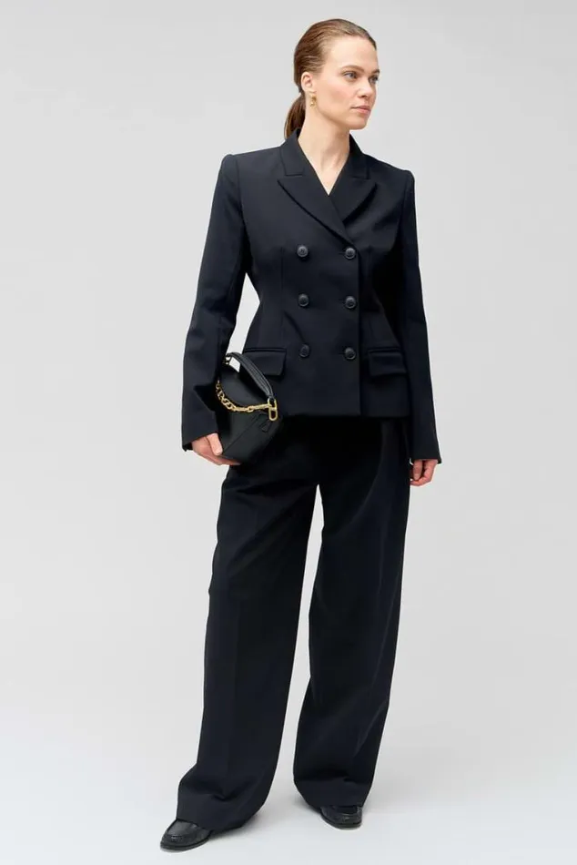 Oroton Jackets and Outerwear Shaped Double Breasted Blazer Black 8211 Women