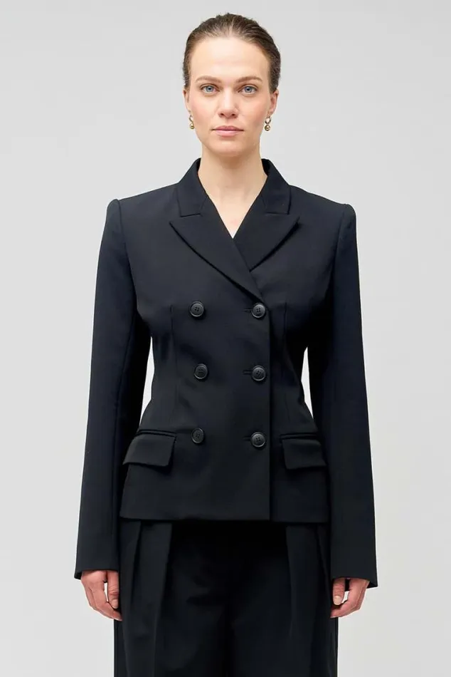 Oroton Jackets and Outerwear Shaped Double Breasted Blazer Black 8211 Women