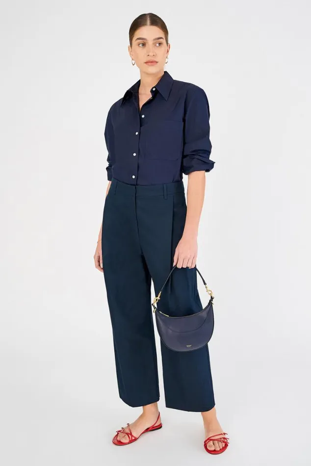 Oroton Pants Twill Pleat Pant North Sea 8211 Women