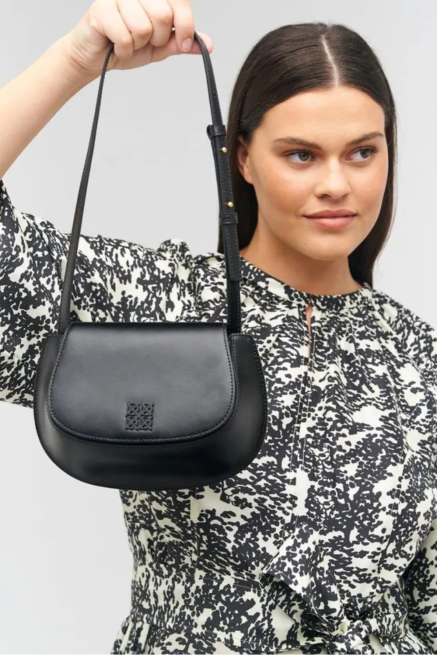 Oroton Sets Della Saddle Shoulder Bag Black 8211 Women