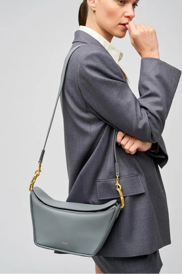 Oroton Shoulder Fable Day Bag Grey Flannel 8211 Women