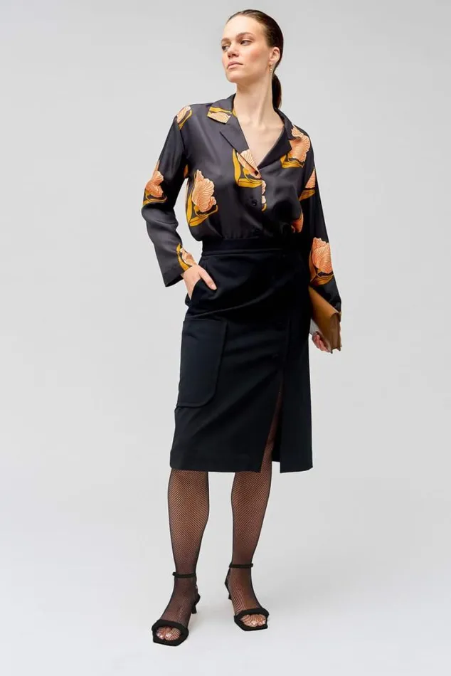 Oroton Skirts ALine Button Detail Skirt Black 8211 Women