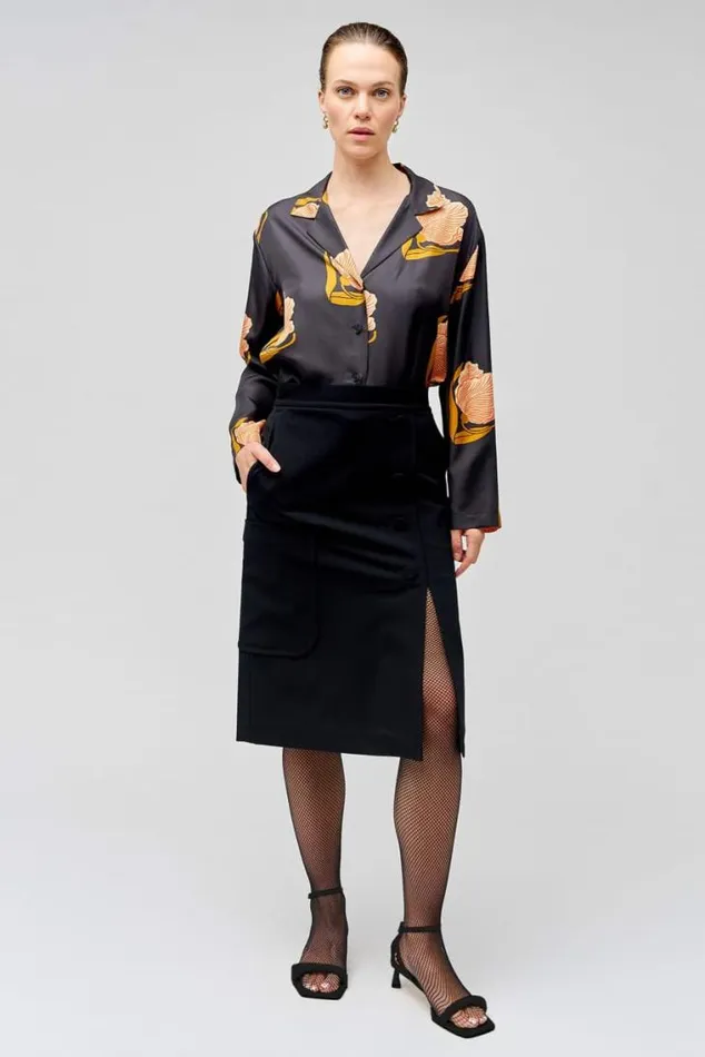 Oroton Skirts ALine Button Detail Skirt Black 8211 Women