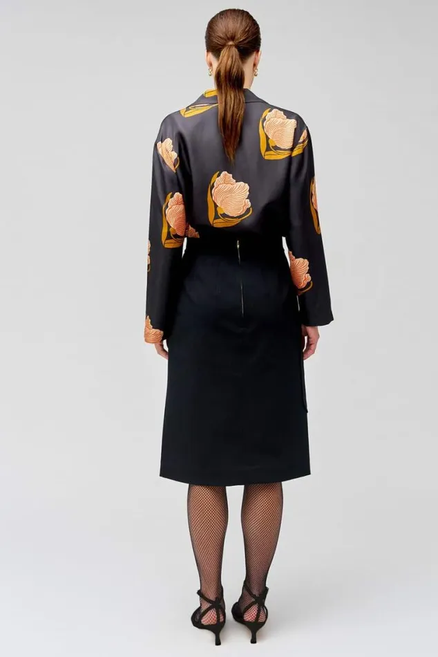 Oroton Skirts ALine Button Detail Skirt Black 8211 Women