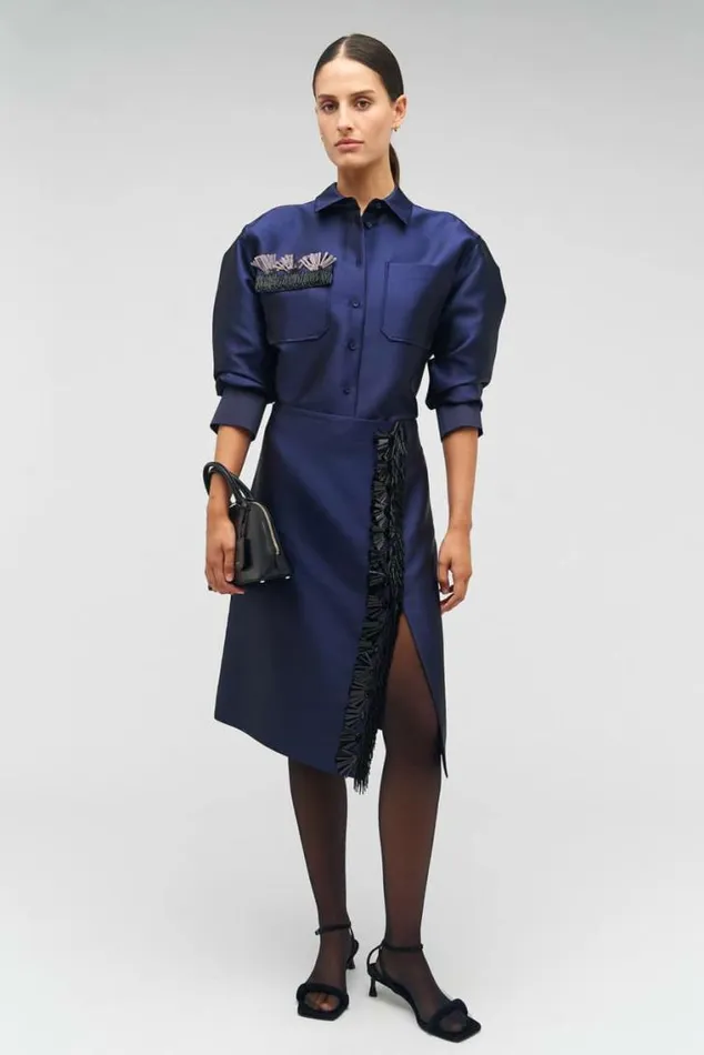 Oroton Skirts Wrap Skirt With Fringe Beading North Sea 8211 Women