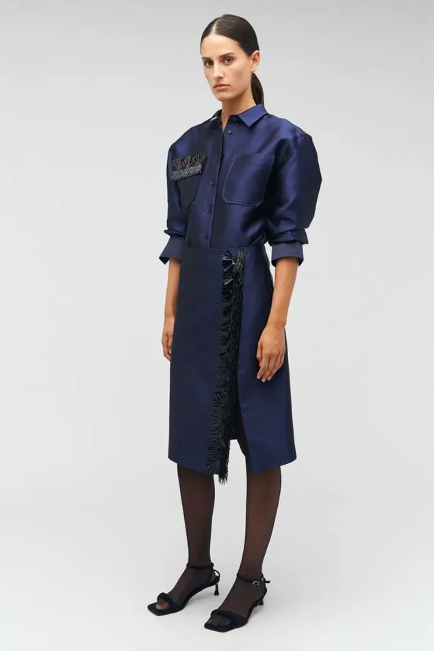 Oroton Skirts Wrap Skirt With Fringe Beading North Sea 8211 Women